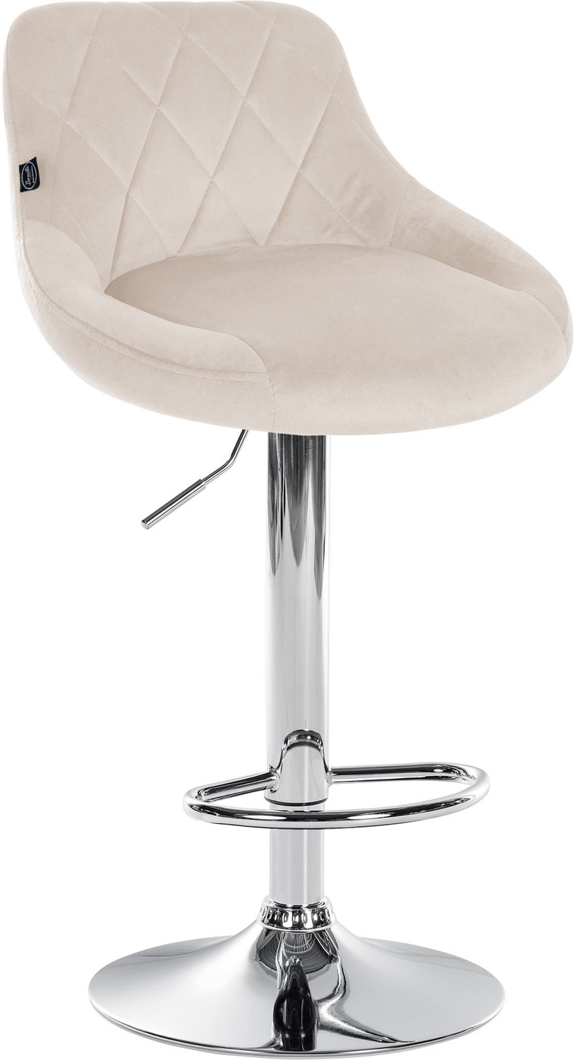 Luxe Comfort Barkruk - Fluweel - Crème chroom/creme