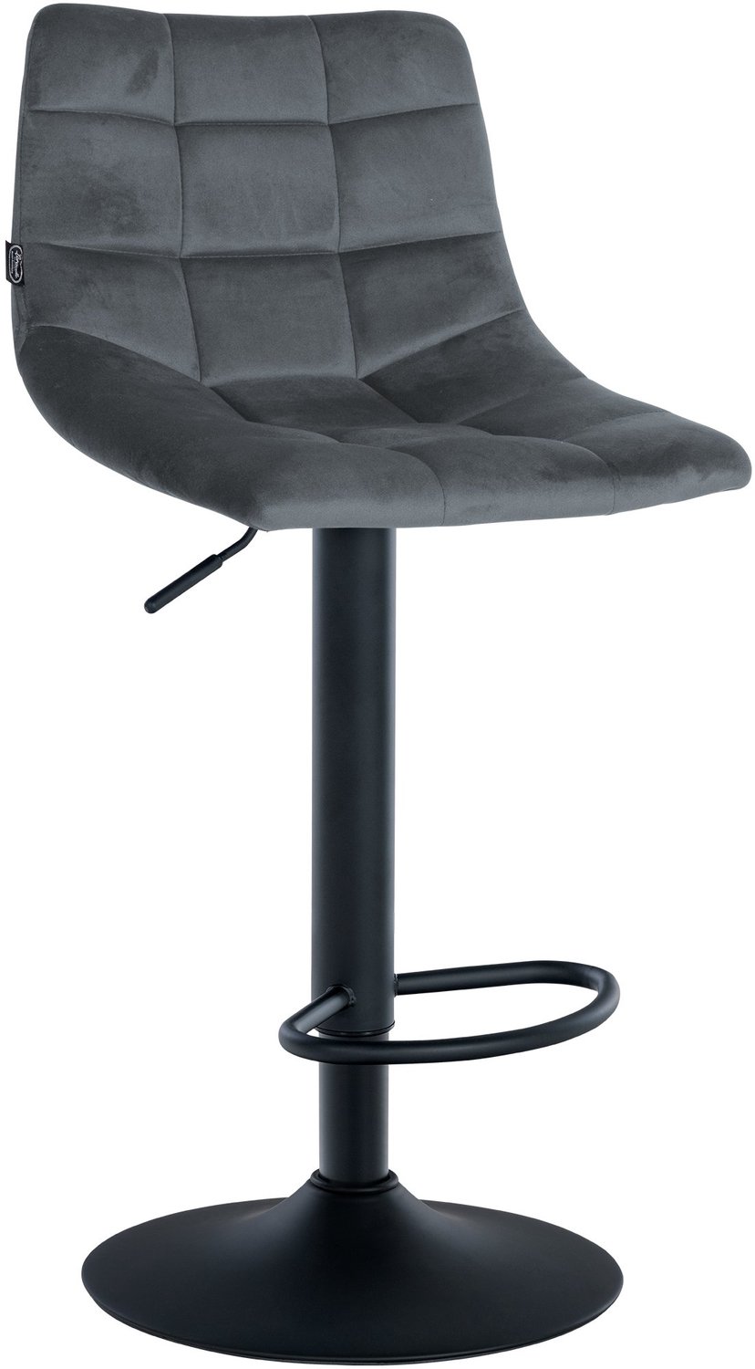 Luxe Comfort Barkruk - Fluweel - Donkergrijs zwart/donkergrijs