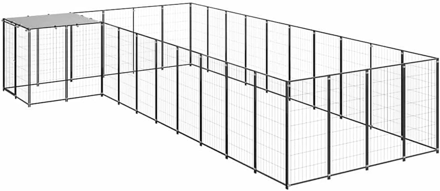 Hondenhok van staal, zwart en zilvergrijs, 13,31 m², 330 x 550 x 110 cm
