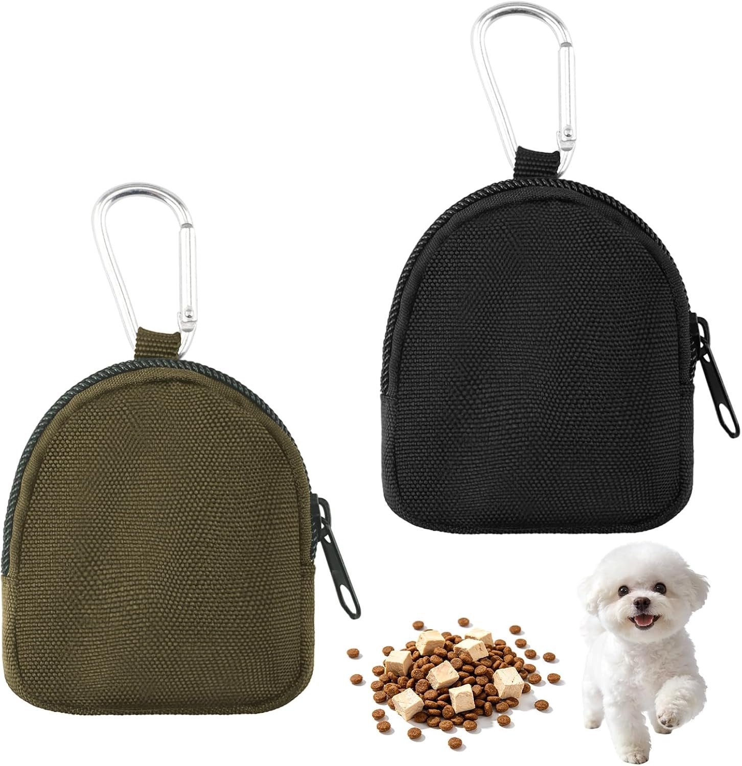 Set van 2 honden traktatietassen - met rits en karabijnhaak - draagbare mini tas voor hondentraining en snacks