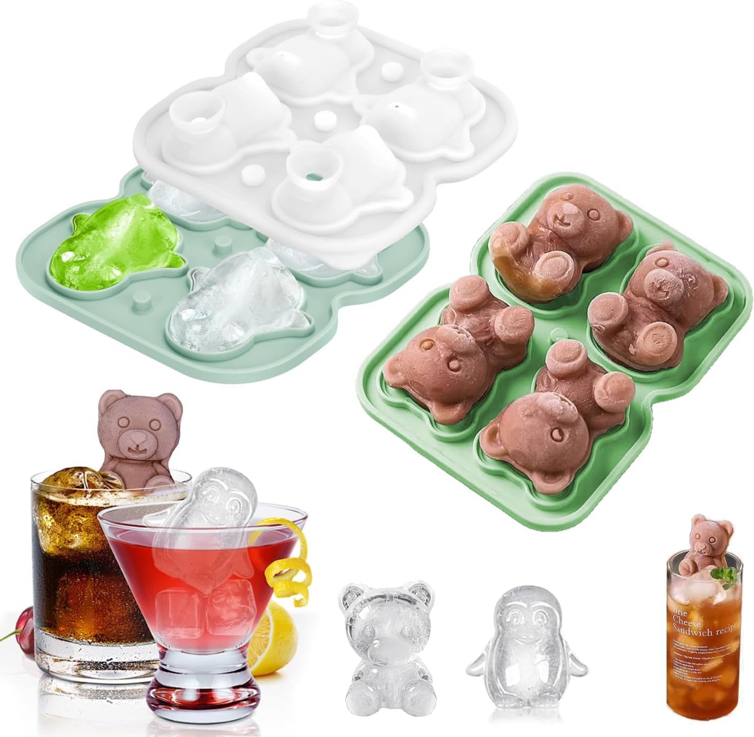 Dailygoods- IJsblokjesvorm Siliconen - 2 Stuks - 3D-Figuurvormen - Met Deksel - Voor Ijlolly's/Cocktails - Flexibele Vorm - Vaatwasserbestendig - Ijsblokjes