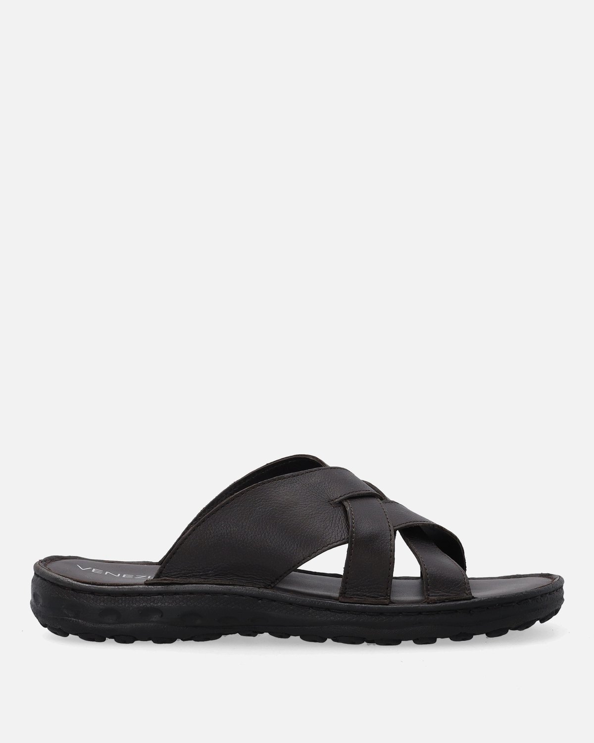 Venezia Heren Leren Slippers Bruin Maat 41