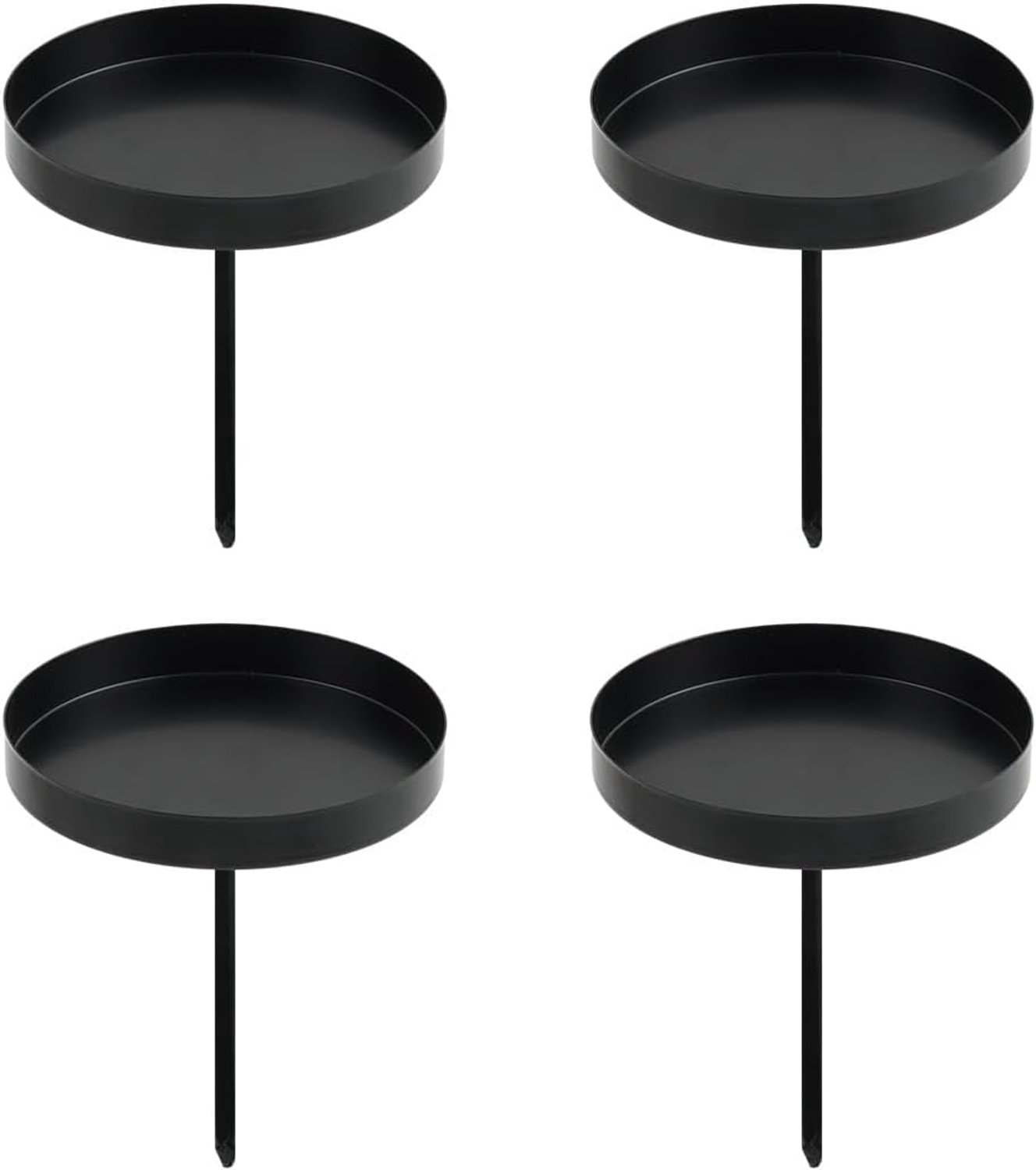 Kandelaar, 6 cm kaarsenstandaard zwart 4 stuks, Adventskeershouder metaal, kandelaar voor stompkaarsen, staafkandelaar kaarsenbord voor kerstslinger bloempot