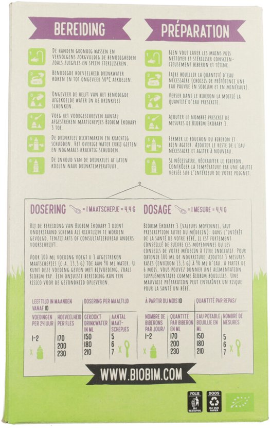 Biobim Zuigelingenvoeding 10+ mnd Ekobaby 3 - 3 x 600 gr - Voordeelverpakking van Biobim — afbeelding 2
