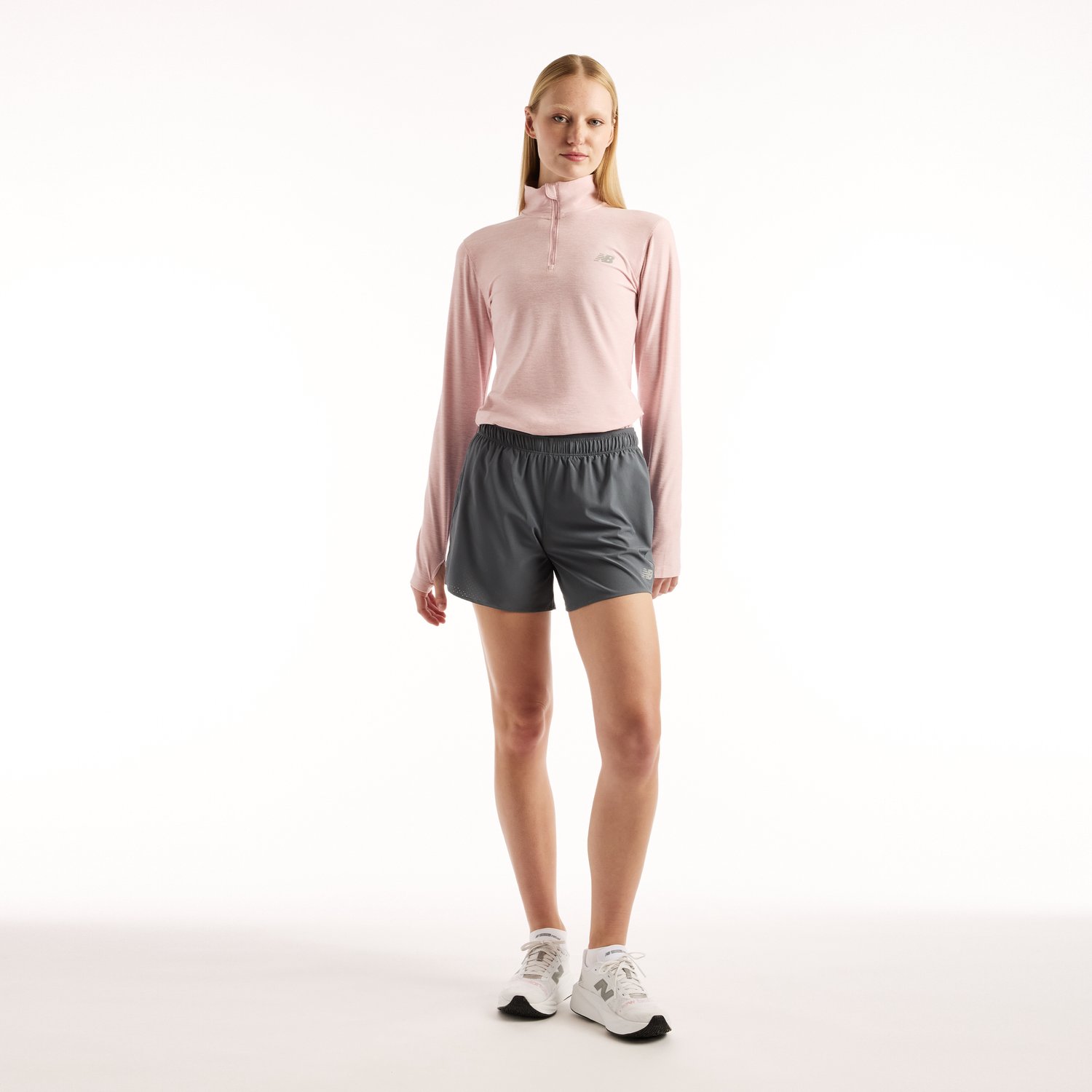 New Balance Sport Essentials Space Dye 1/4 Dames Sporttrui CHALK Roze