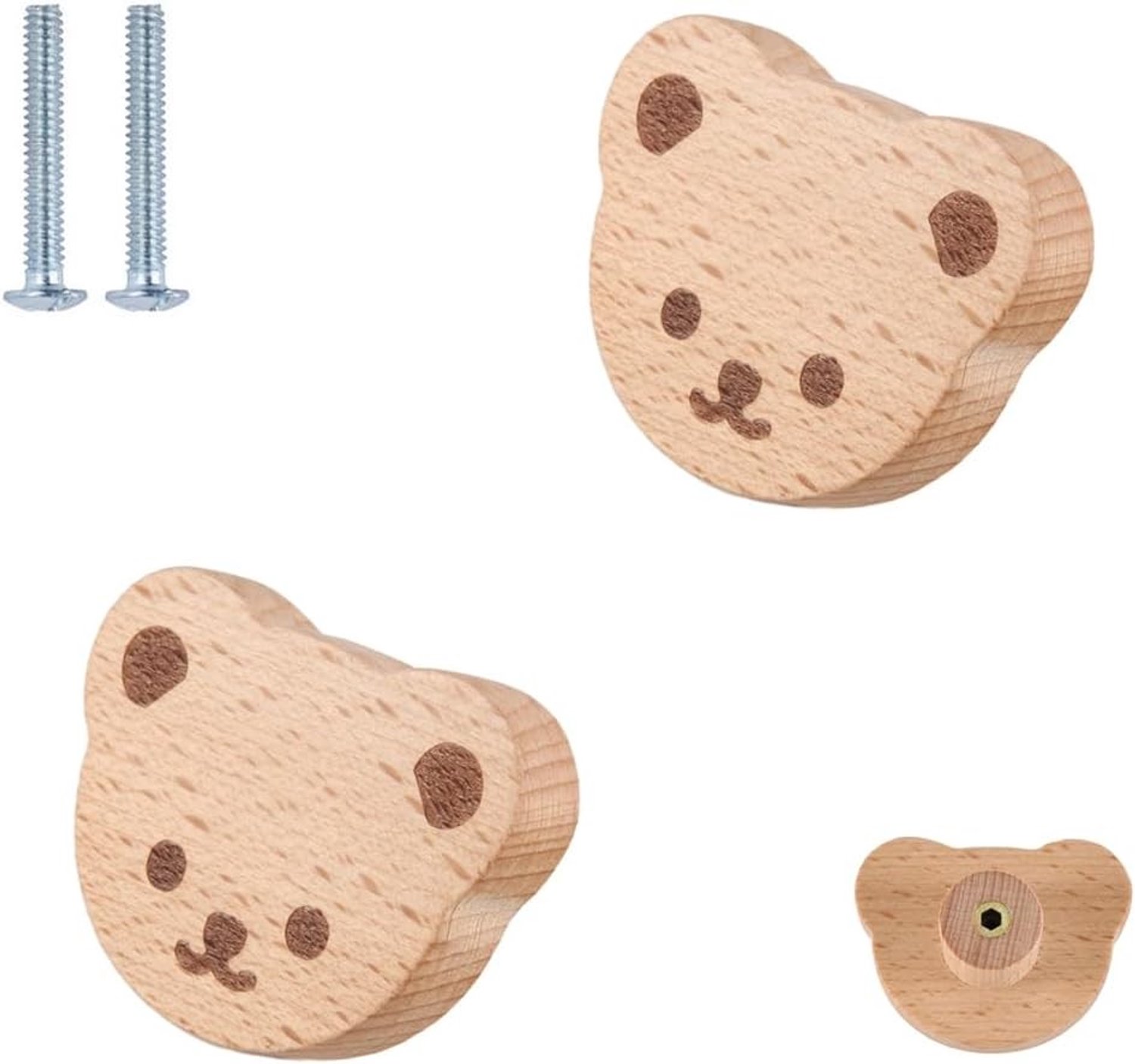 Decoratieve Houten Ladeknoppen voor Kinderen, 2 Stuks, Dieren Motief, Meubelaccessoires, Houten Handgrepen voor Lades en Kasten