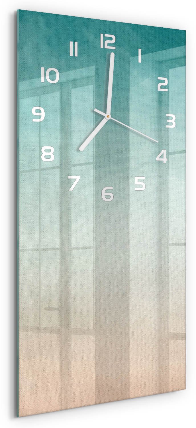 Tulup Wandklok - Abstracte achtergrond Glazen Wandklok Design - 30x60 cm - Veelkleurig Klok Glas Met Opdruk - Witte handen - Rechthoekige Klok - Wandklok Glas Met Motief - Decoratieve Glazen Klok