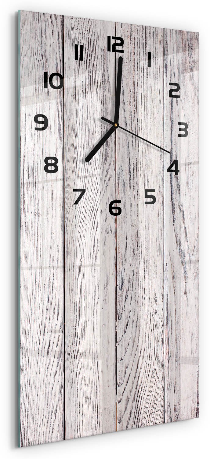 Tulup Wandklok - Houten muur Moderne Wandklok Glas - 30x60 cm - Beige Wandklok Glas Decoratie - Zwarte handen - Rechthoekige Klok - Glazen Wandklok Design - Klok Glas Met Opdruk