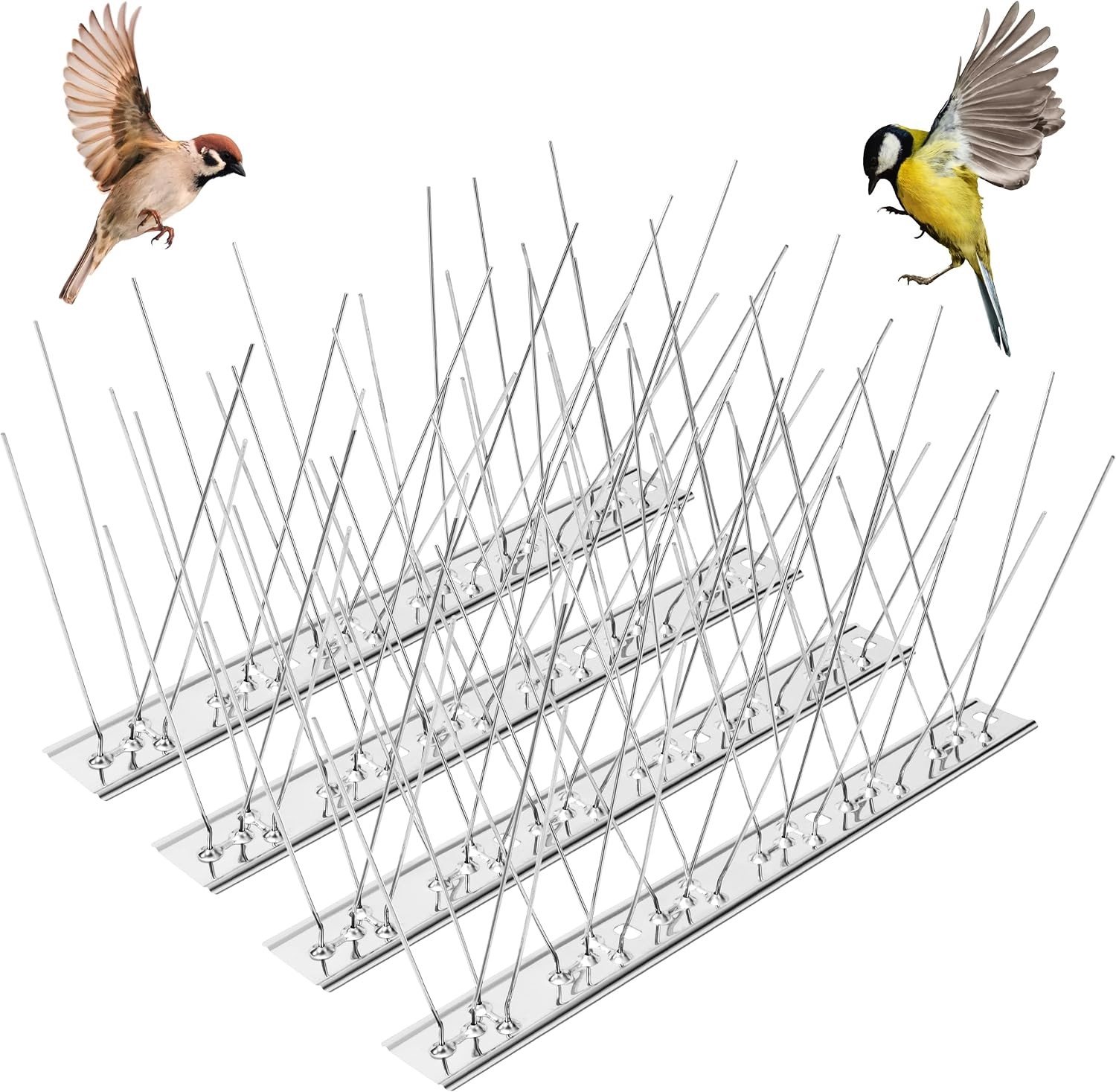 RVS Vogelwering Spikes voor Balkon, Tuin en Raam - 1 m Scarecrow Bescherming met 4 Rijen van 25 cm tegen Duiven en Vogels