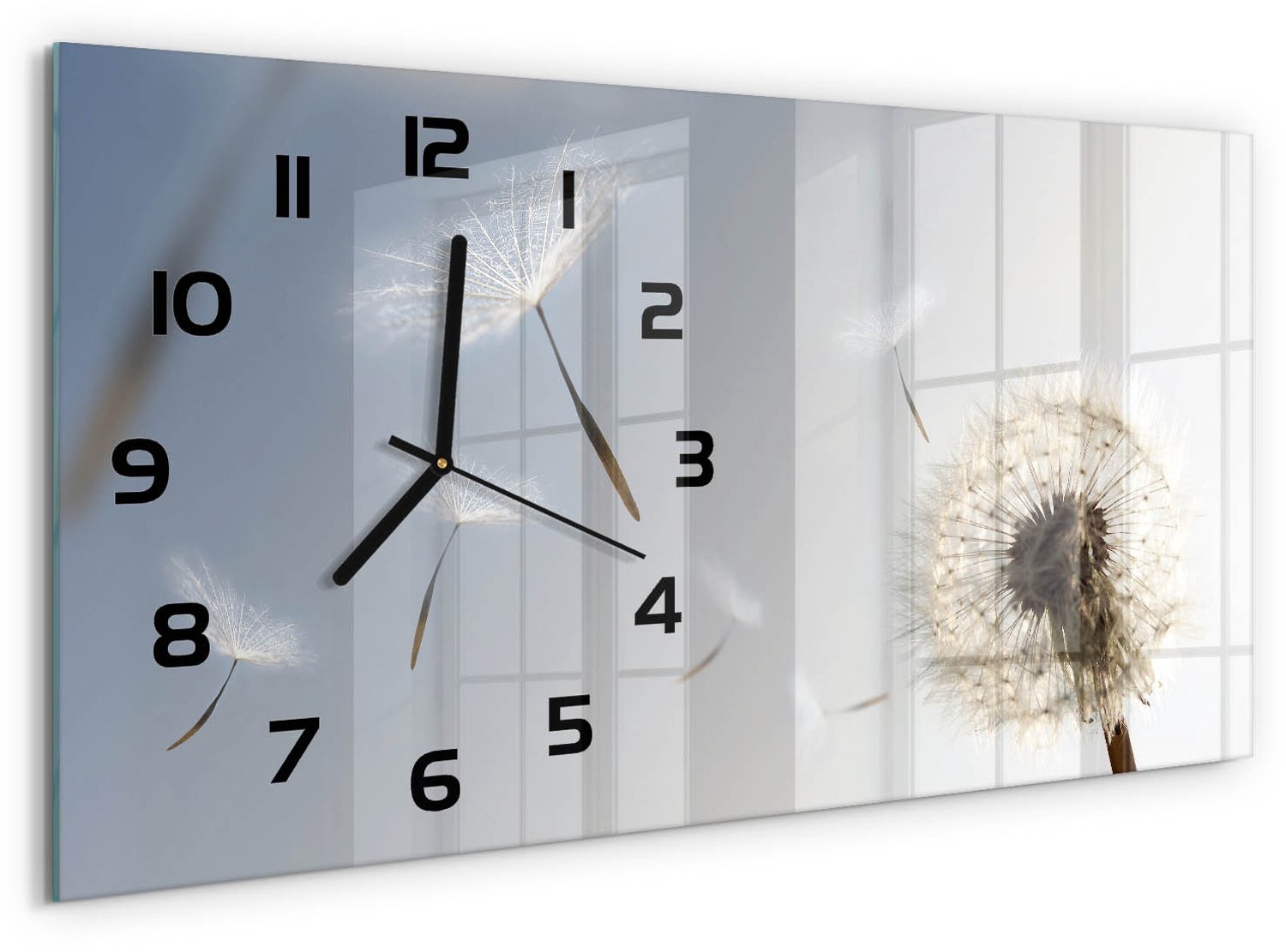 TULUP Wandklok - Geometrische achtergrond Moderne Wandklok Glas - 60x30 cm - Blauw Wandklok Glas Decoratie - Zwarte handen - Rechthoekige Klok - Glazen Wandklok Design - Klok Glas Met Opdruk