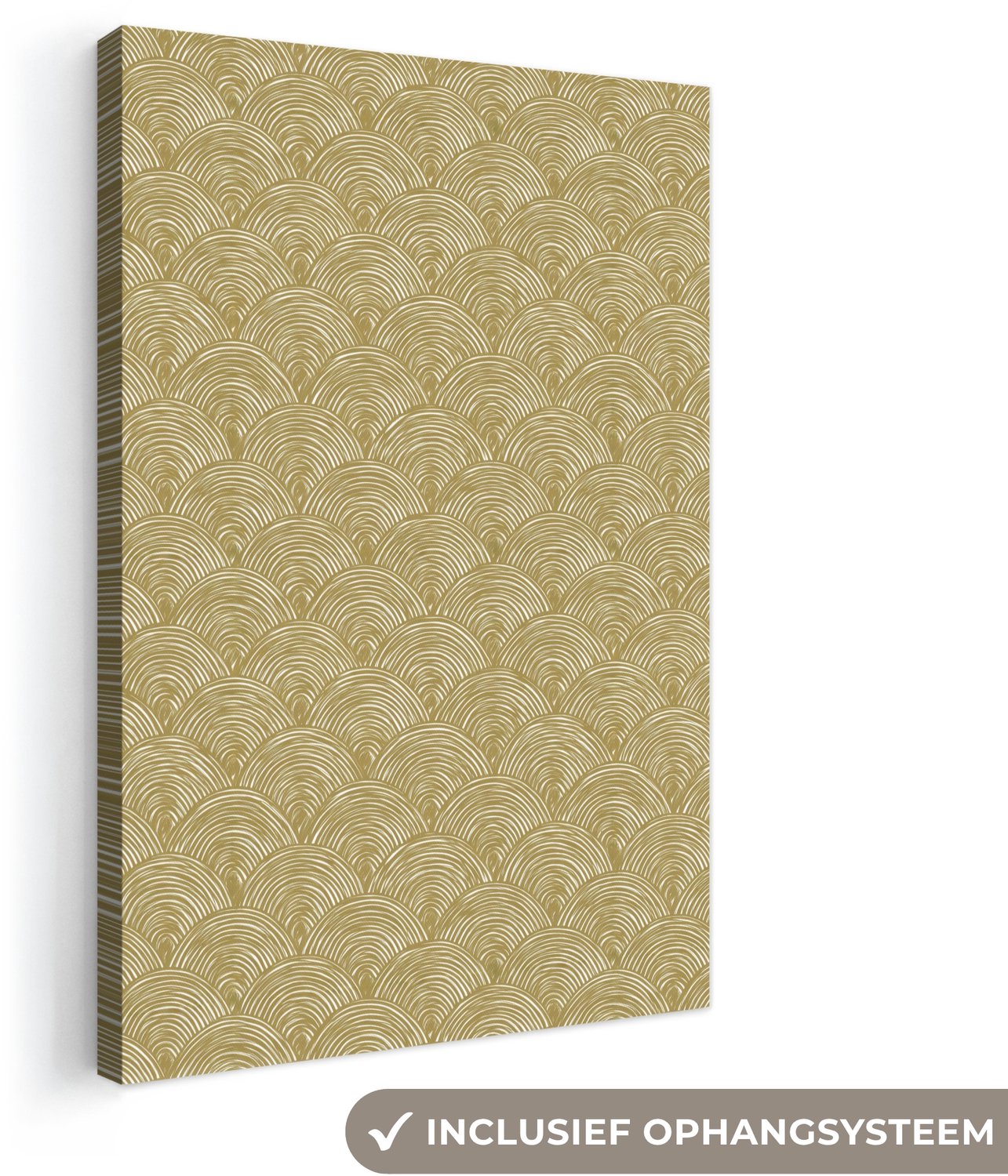 Canvas schilderij 20x30 cm - Exclusieve wanddecoratie Waaier - Geometrisch - Groen - Muurdecoratie woonkamer - Slaapkamer decoratie - Kamer accessoires - Schilderijen op canvas