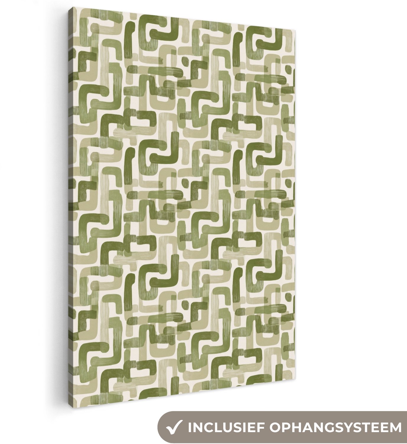 Canvas schilderij 100x150 cm - Exclusieve wanddecoratie Modern - Grafisch - Groen - Muurdecoratie woonkamer - Slaapkamer decoratie - Kamer accessoires - Schilderijen op canvas groot XXL