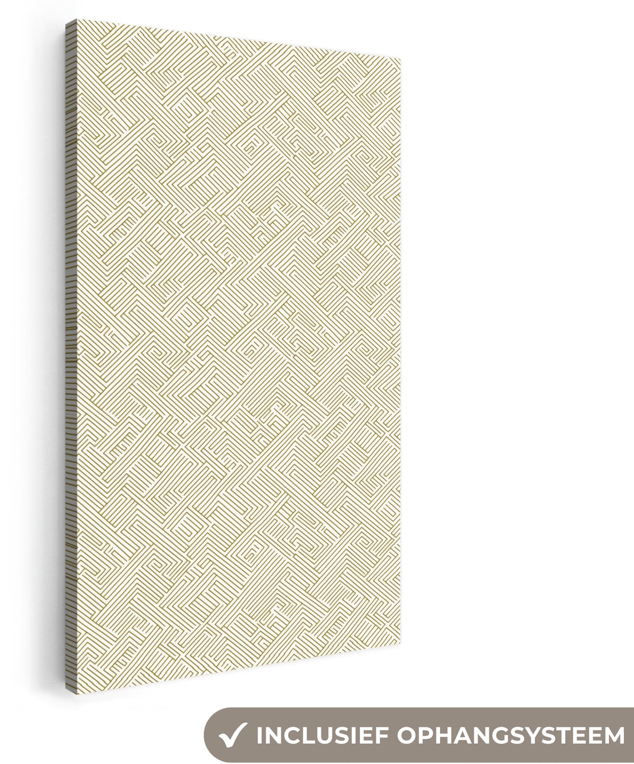 Canvas schilderij 20x40 cm - Exclusieve wanddecoratie Geometrisch - Lijnen - Groen - Muurdecoratie woonkamer - Slaapkamer decoratie - Kamer accessoires - Schilderijen op canvas