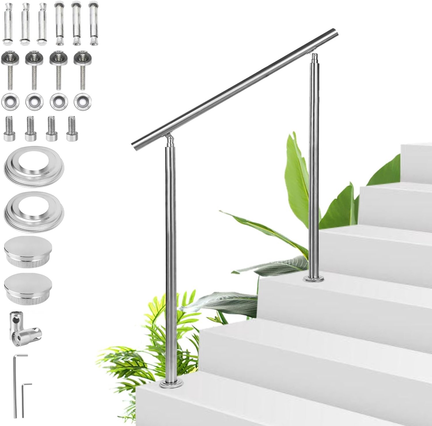 Trapleuning 150 cm - roestvrij staal - zonder dwarsstaven - ideaal voor balkon en trap - Luxento