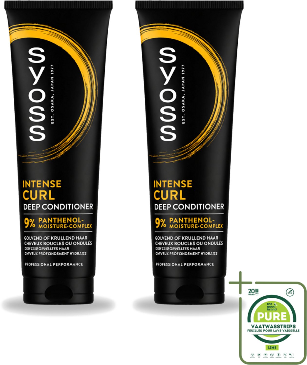 2 x Syoss - Intense Curls - Deep Conditioner - Elastische Krullen - 250 ml - Grootverpakking - Vaatwasstrips - Krullen Verzorging - Kruldefinitie - Elastische Krullen - Hydraatatie - Haar Verzorging