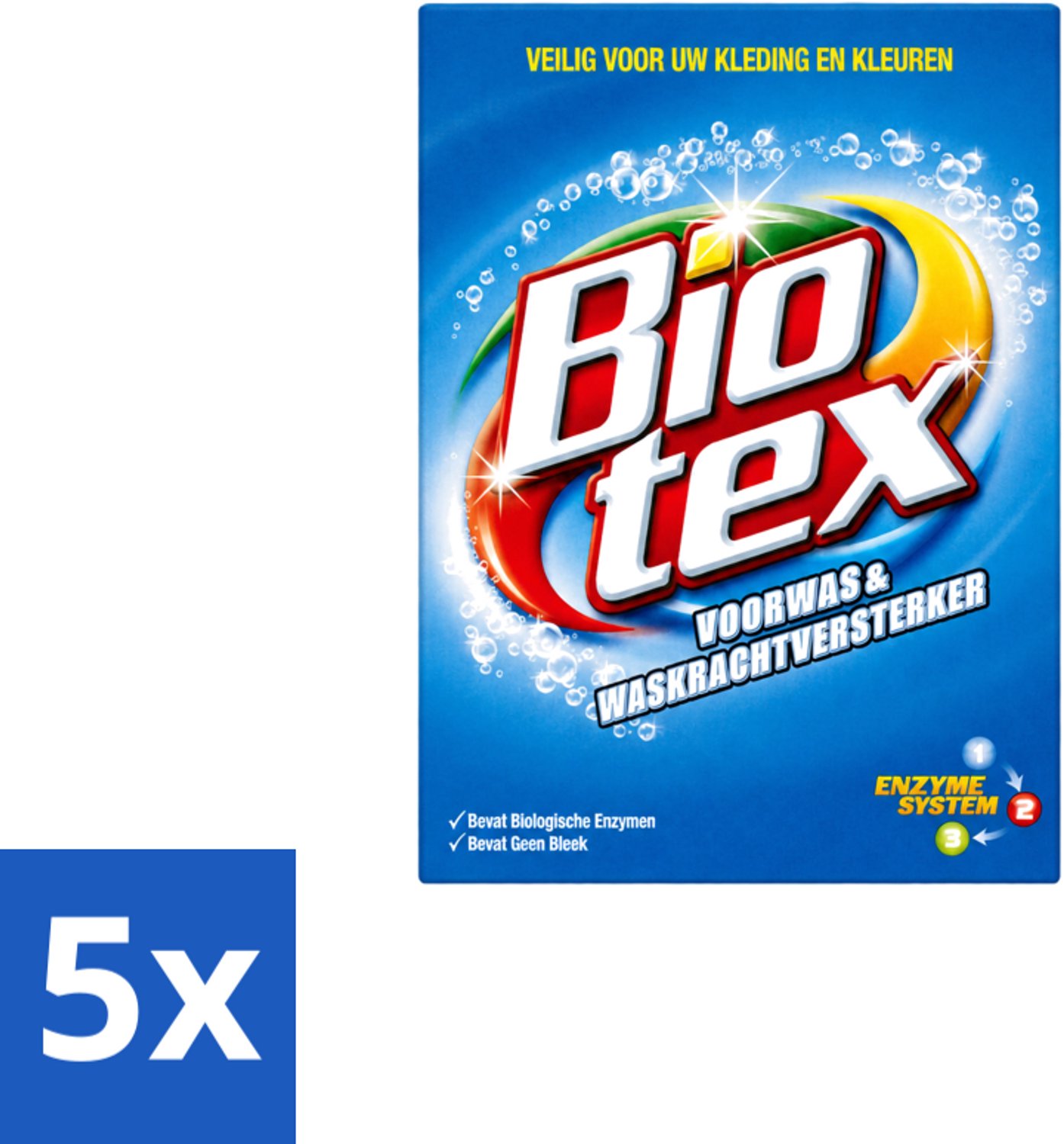 5 x Biotex – Waspoeder - Voorwas & Waskrachtversterker– Actieve biologische enzymen – 720 g - Voordeelverpakking - 5 stuks