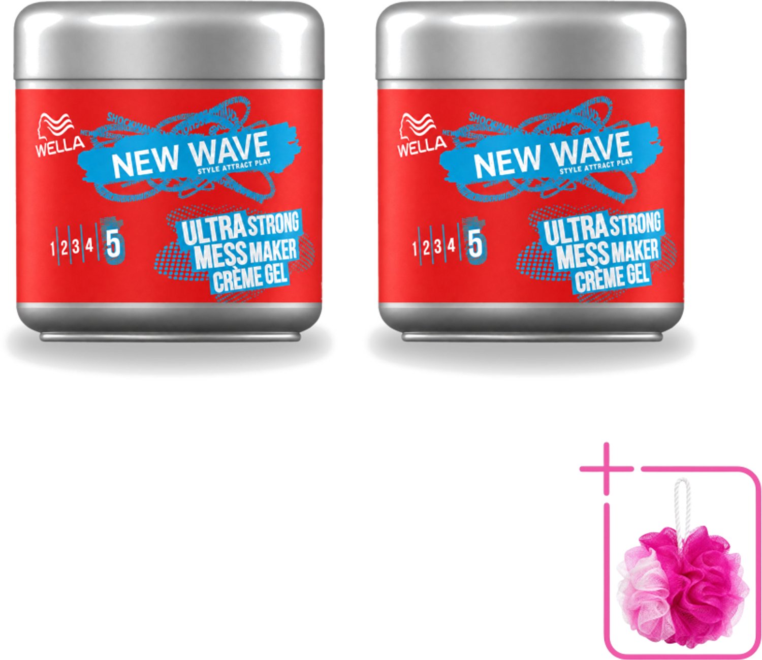 2 x Wella – New Wave Mess Maker Ultra Strong – Haargel – 150 ml - Bulkverpakking - Warrige look - Douchemop - Haarstyling