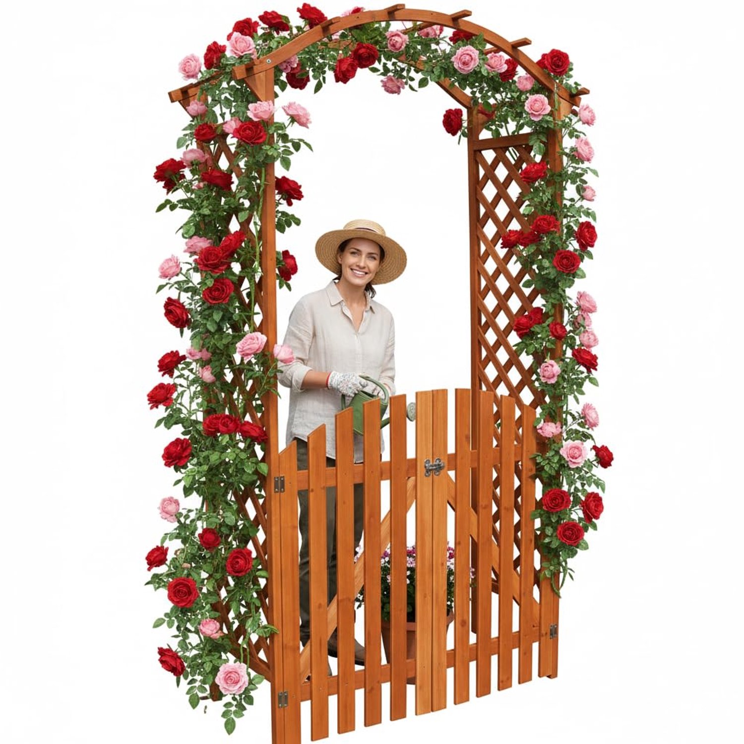 Houten Rozenboog met Spalier en Poort