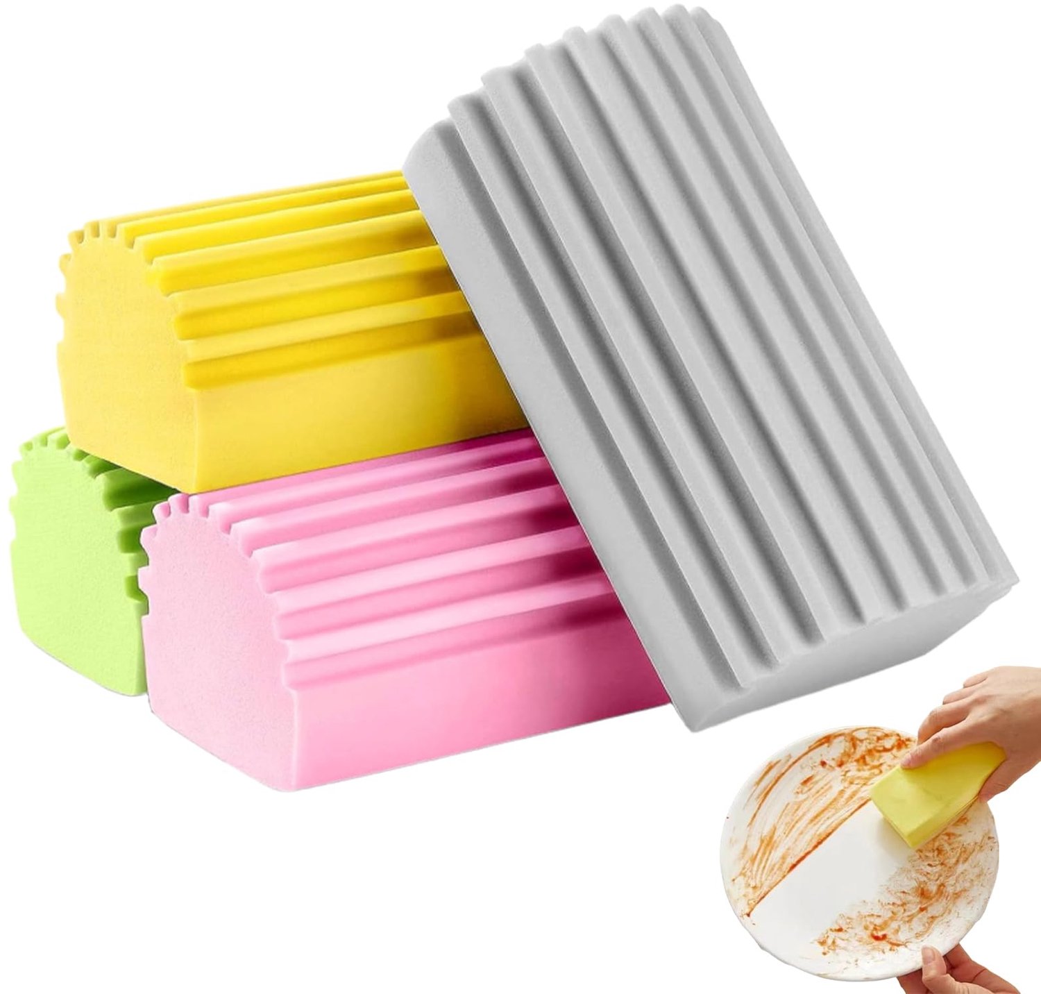 Set van 4 Herbruikbare Schoonmaak Sponsen - Voor het Schoonmaken van Glas en Hordeuren