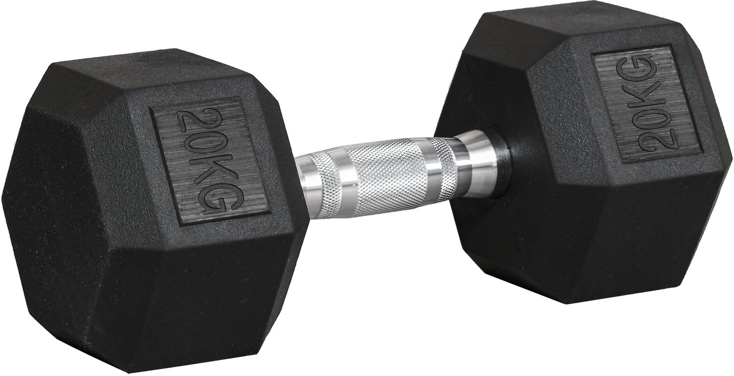 HOMCOM Halter 20 kg met Gekartelde Greep - Dumbbell - Gewicht - Zwart