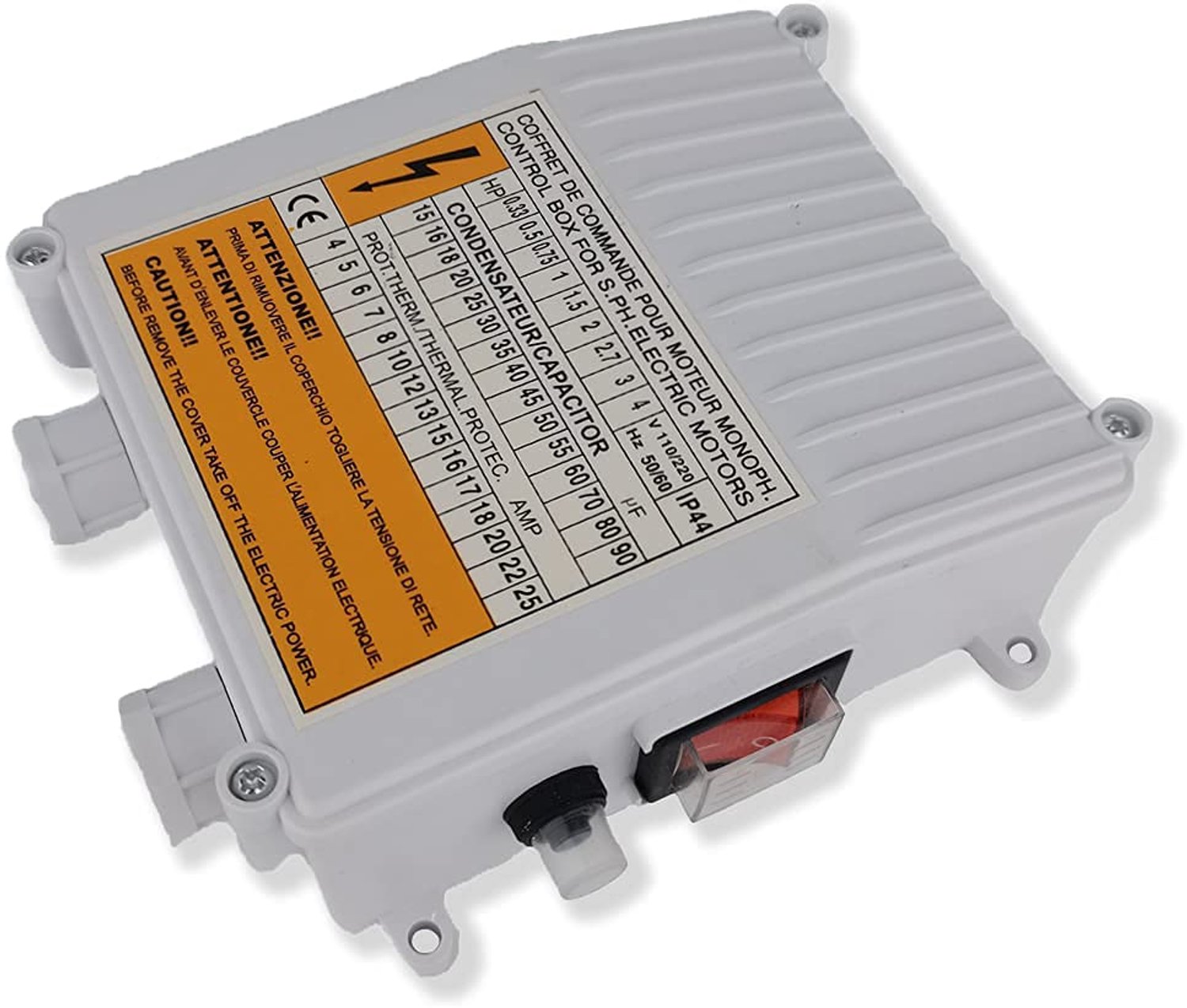 Dompelpomp Onderdelen Schakelaar Regelkast 1,1kw 1,5Hp Condensatorstarter Voor Diepe Putpomp 45uf 16A Controlemechanismedoos Voor Waterpomptoebehoren Start De Schakelaar Van De Controllerdoos