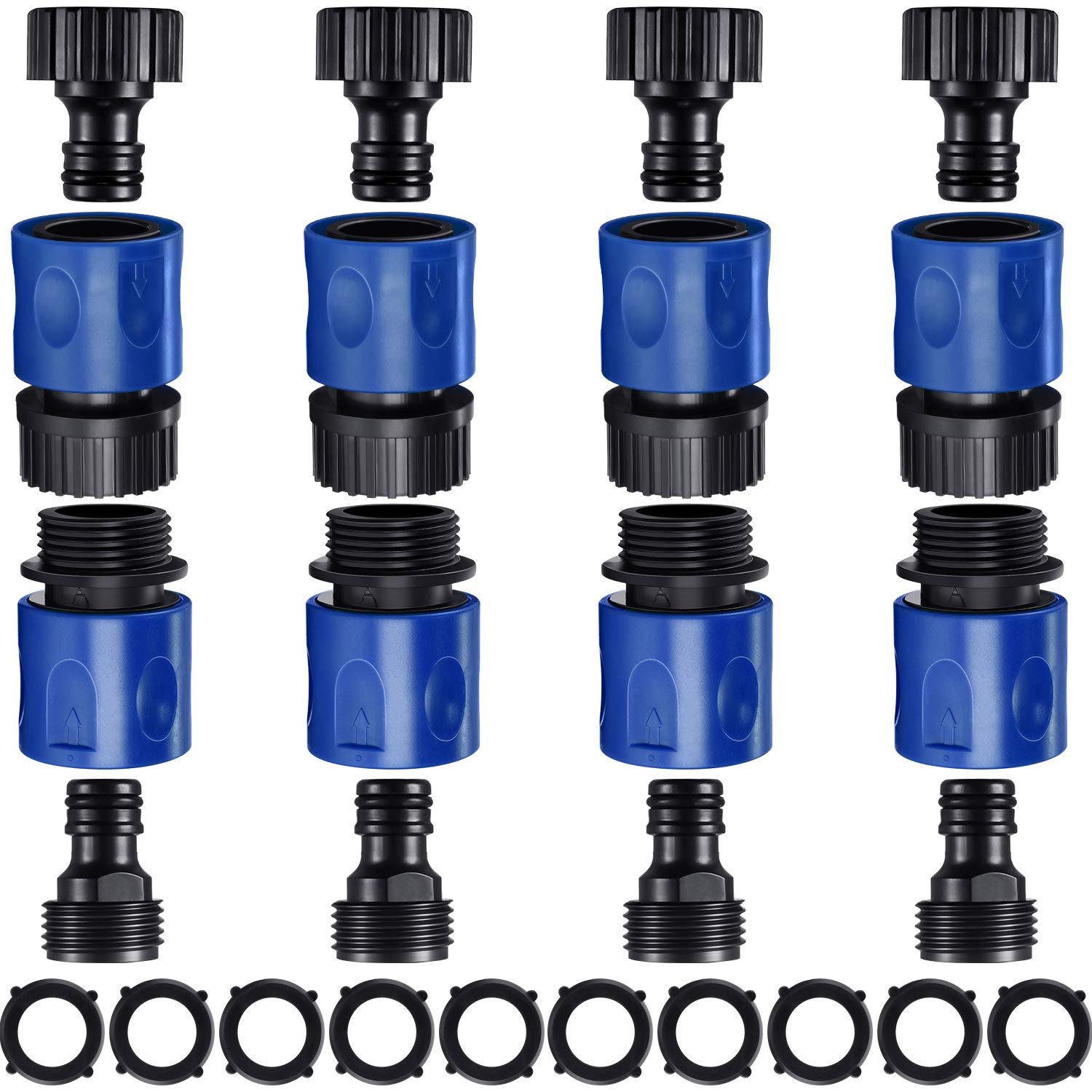 16 Stuks Tuinslang Koppelingen met Rubber Ringen 3/4 Inch