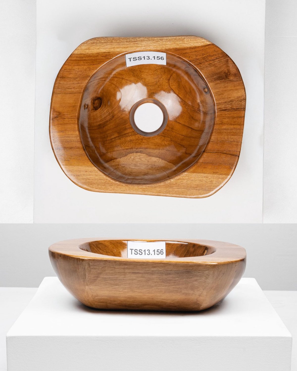 Teakhouten Wastafel - 30 cm Bruin Geëmailleerd