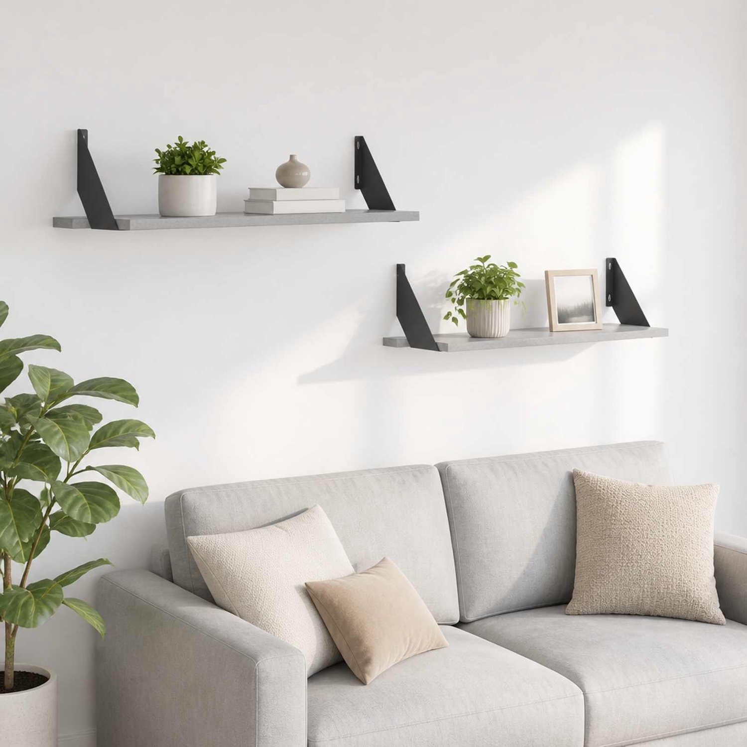 vidaXL Wandplanken - 2 - st - Betongrijs - 70 - x - 20 - x - 17 cm