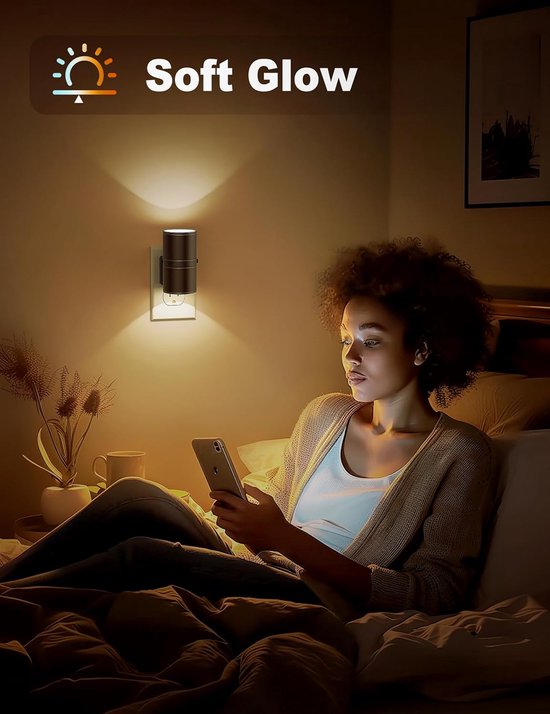2 stuk - Nachtlampjes - Wandnachtlampjes - Dimbare nachtlampjes - Nachtlampjes met automatische sensor - Slaapkamerverlichting - Zwarte cilindervormige lampen - Babykamer Nachtlampje - Nacht Lamp — afbeelding 5
