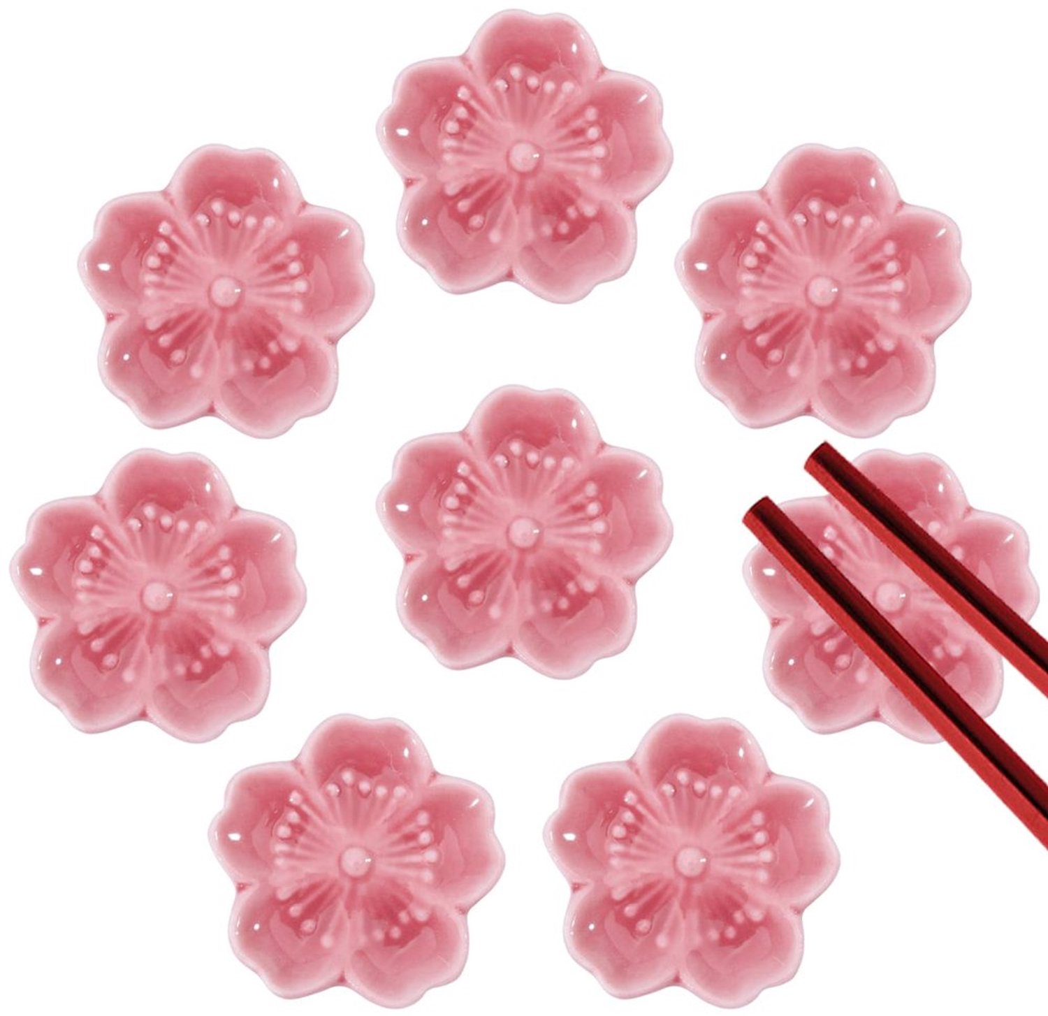 Set van 8 Kersbloesem Chopstickhouders van Keramiek