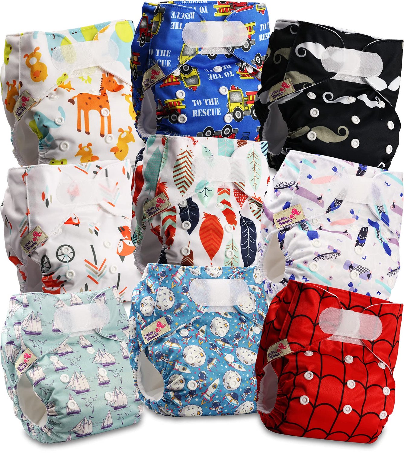 Herbruikbare Luiers voor Baby's, 9 Stuks met Popper Sluiting