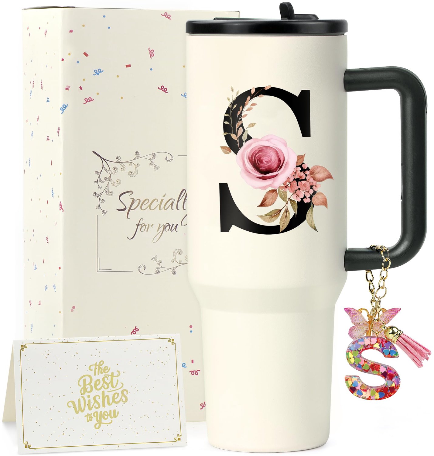 Dubbelwandige RVS Thermosbeker met Rietje, Persoonlijk Cadeau voor Vrouwen