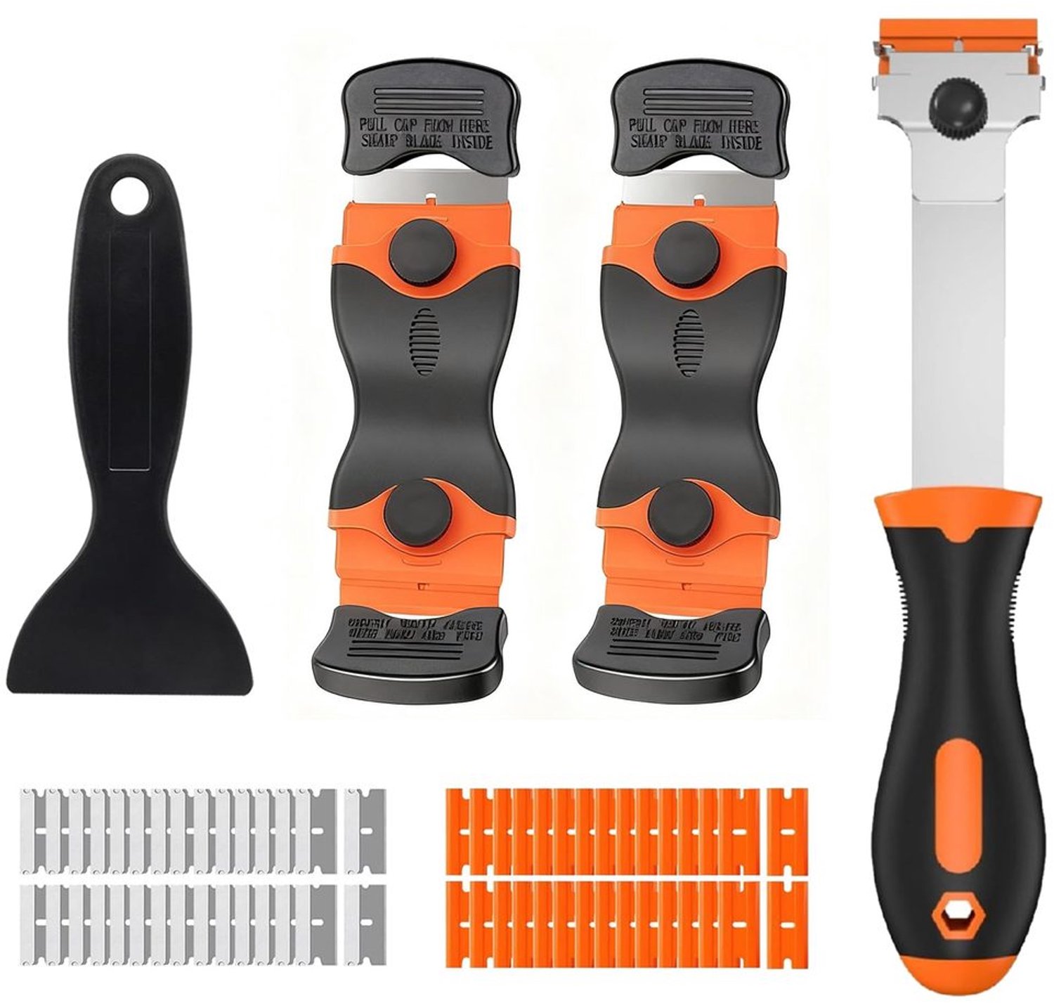Paint Scraper Set van 4 - Inclusief 60 Blades voor het Verwijderen van Lijm en Stickers