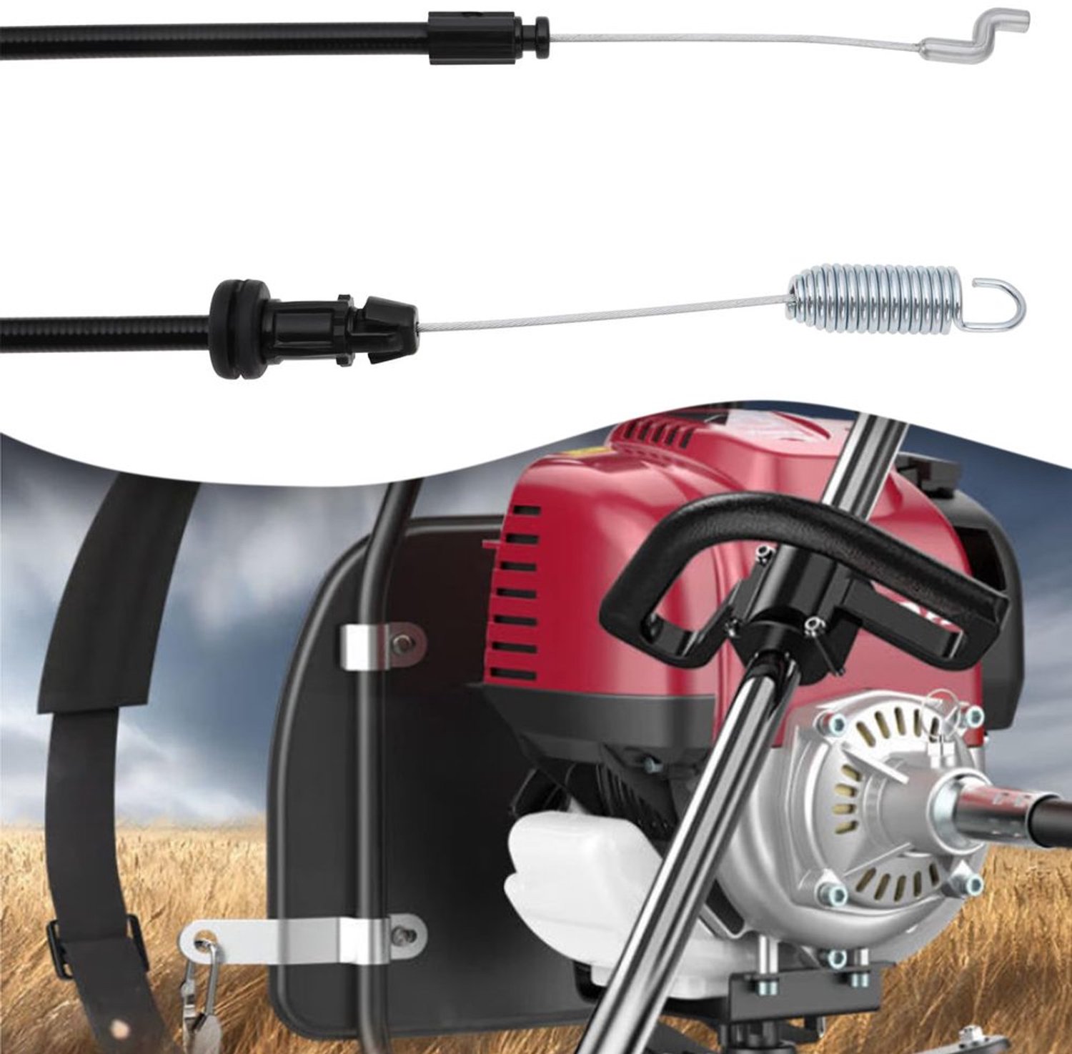 Aandrijfkabel 1365mm - Koppelingskabel - Compatibel met Mountfield SP53H - Robuuste Constructie - OEM-onderdeelnummer 381030051/0 - Zwarte Kunststof Mantel 1185mm - Grasmaaierkabel
