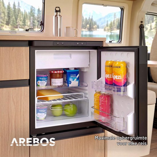 Compressorkoelkast 50 Liter – Camper Koelkast 12V/24V met Vriesvak tot -20°C – App Bediening – Zwart — afbeelding 2
