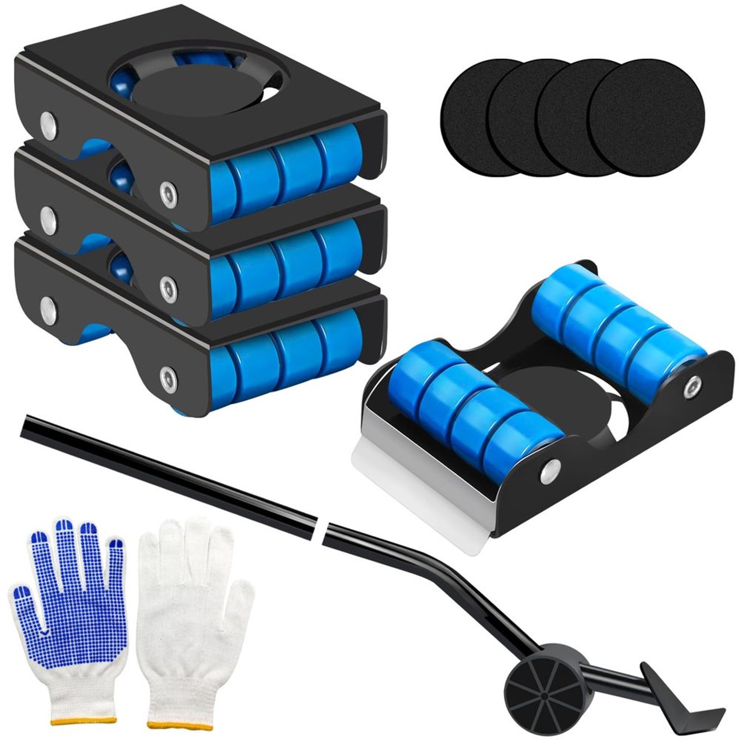 Meubeltransport Rollers Set - 11-delig met remmen en handschoenen