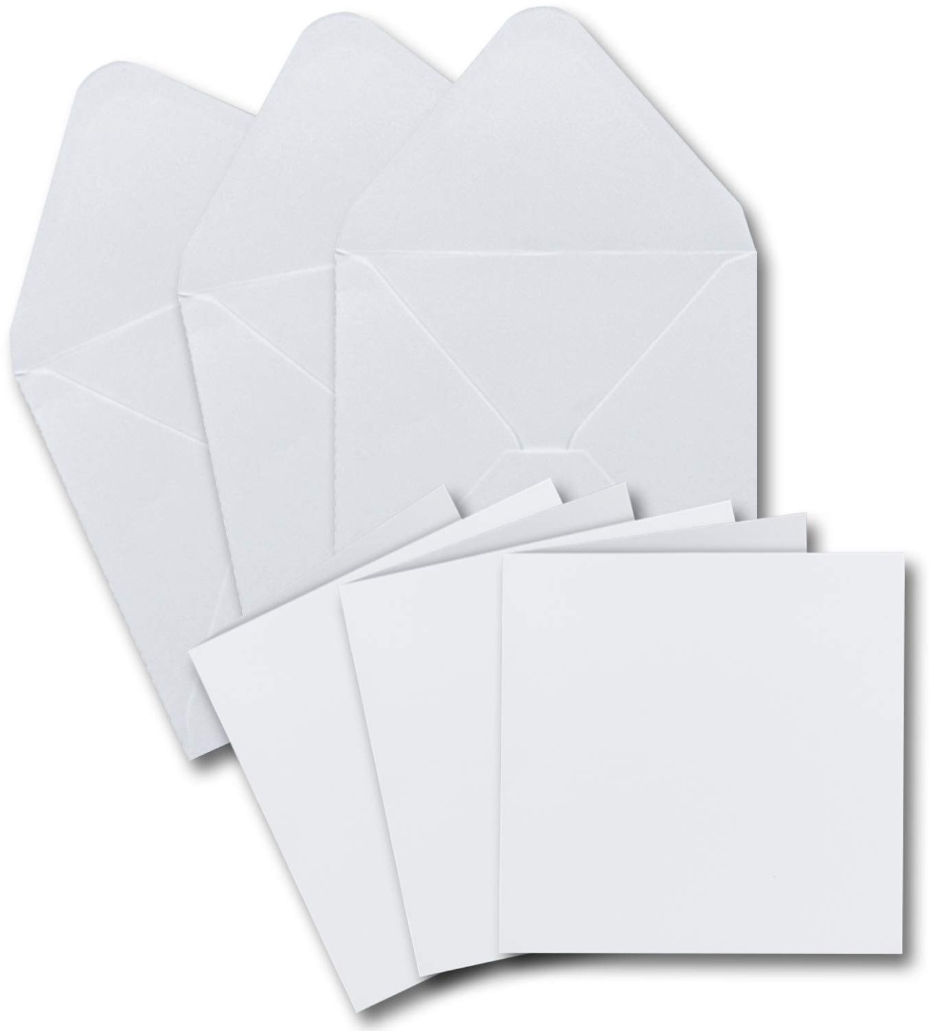 Set van 100 Vouwkaarten Vierkant met Enveloppen - Wit - 13.5 x 13.5 cm