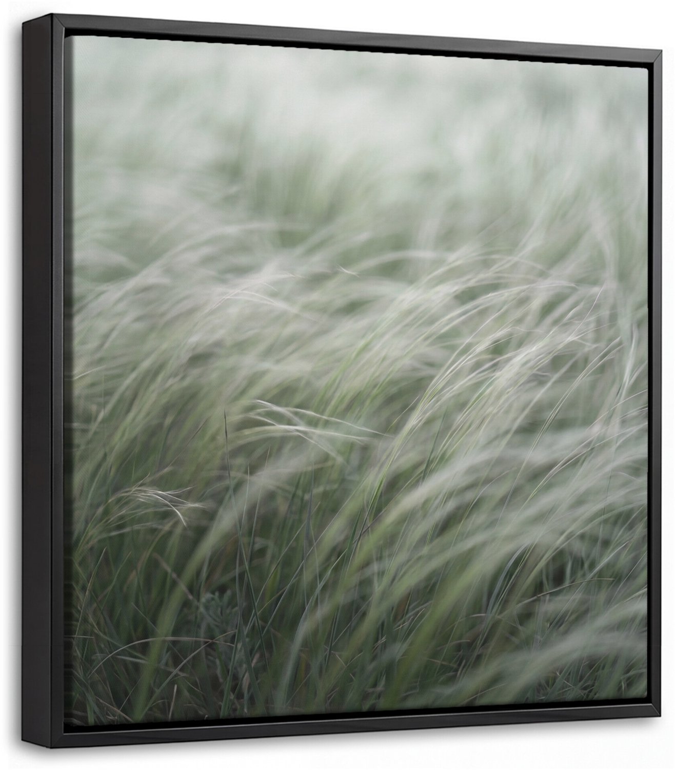 Canvas Schilderij met Baklijst - Gras - Wazig - Natuur - Groen - Zacht