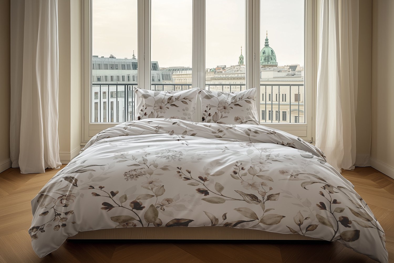 Heckettlane Dekbedovertrek Amara - Beige - Dekbedovertrek van 100% Katoen-Satijn - Dekbedovertrek 260x200-220 cm - Lits-Jumeaux XL - Wenen Amara Beige
