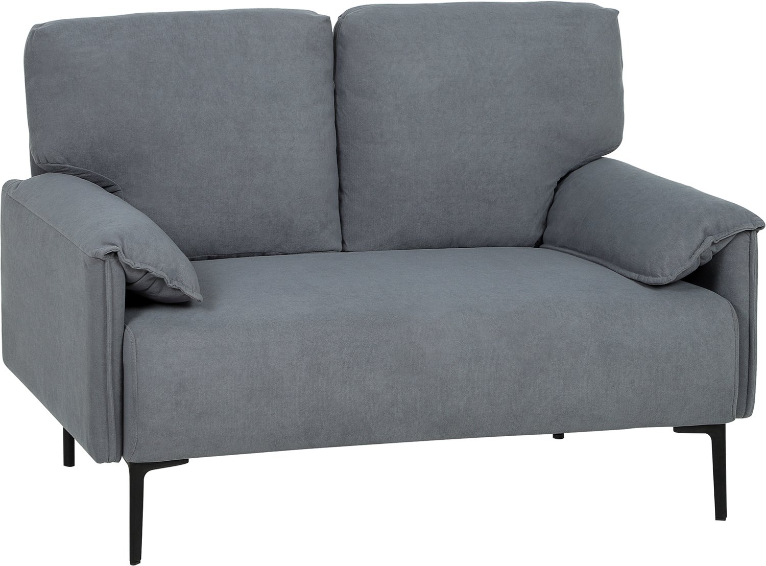 Homcom Loveseat 2-zits met fluweellook bekleding - Tweezitsbank - Sofa - Grijs