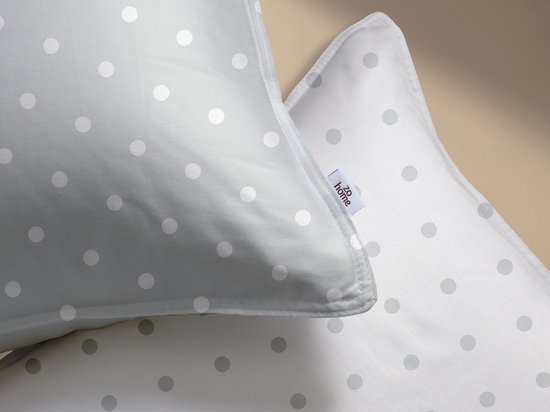 Zohome Dekbedovertrek Punta Di Cotone - Grijs - Eenpersoons - Dekbedhoes van 100% Katoen - Punten - 140x220 + 1 sloop 60/70 cm van Merkloos — afbeelding 5