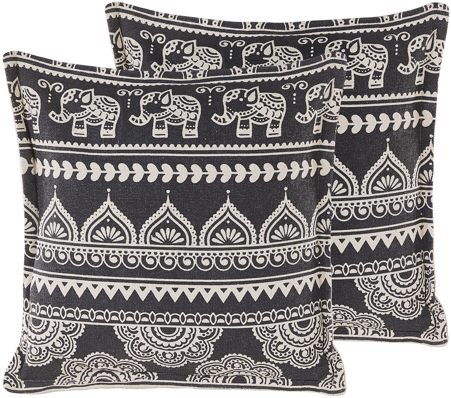 Beliani ATABAGI - Sierkussen set van 2 - Zwart/Wit - 45 x 45 cm - Katoen