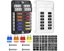 12 Way 12V Blade Fuse Block, Topcloud Fuse Box Holder with LED Light Indicator & Protective Cover for Car Boat Marine - ShopVlot