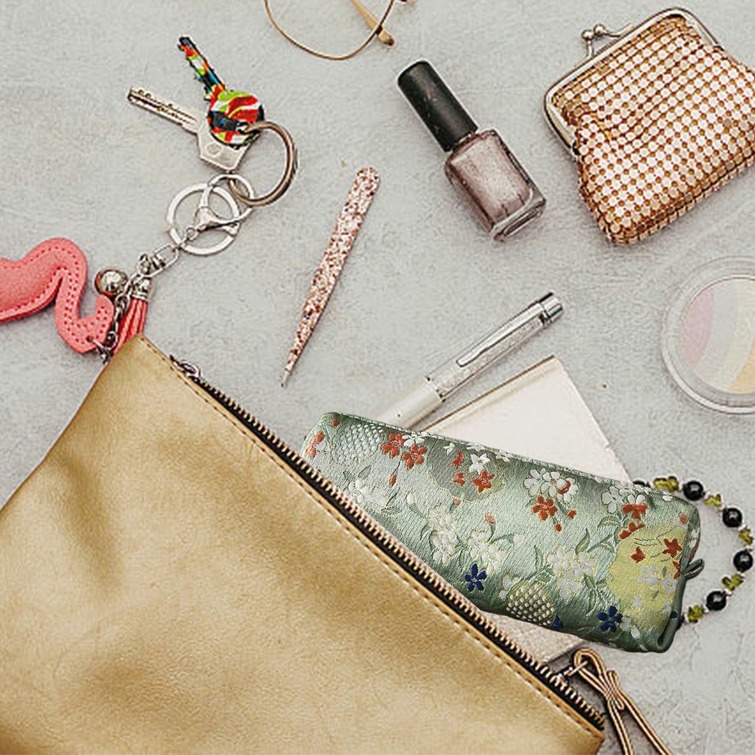 Dailygoods- Bloemenetui Chinese Stijl - Etui met Hanger - Bureautas - Mini Make-uptas - Linnen - 18 x 6 x 3,5 cm
