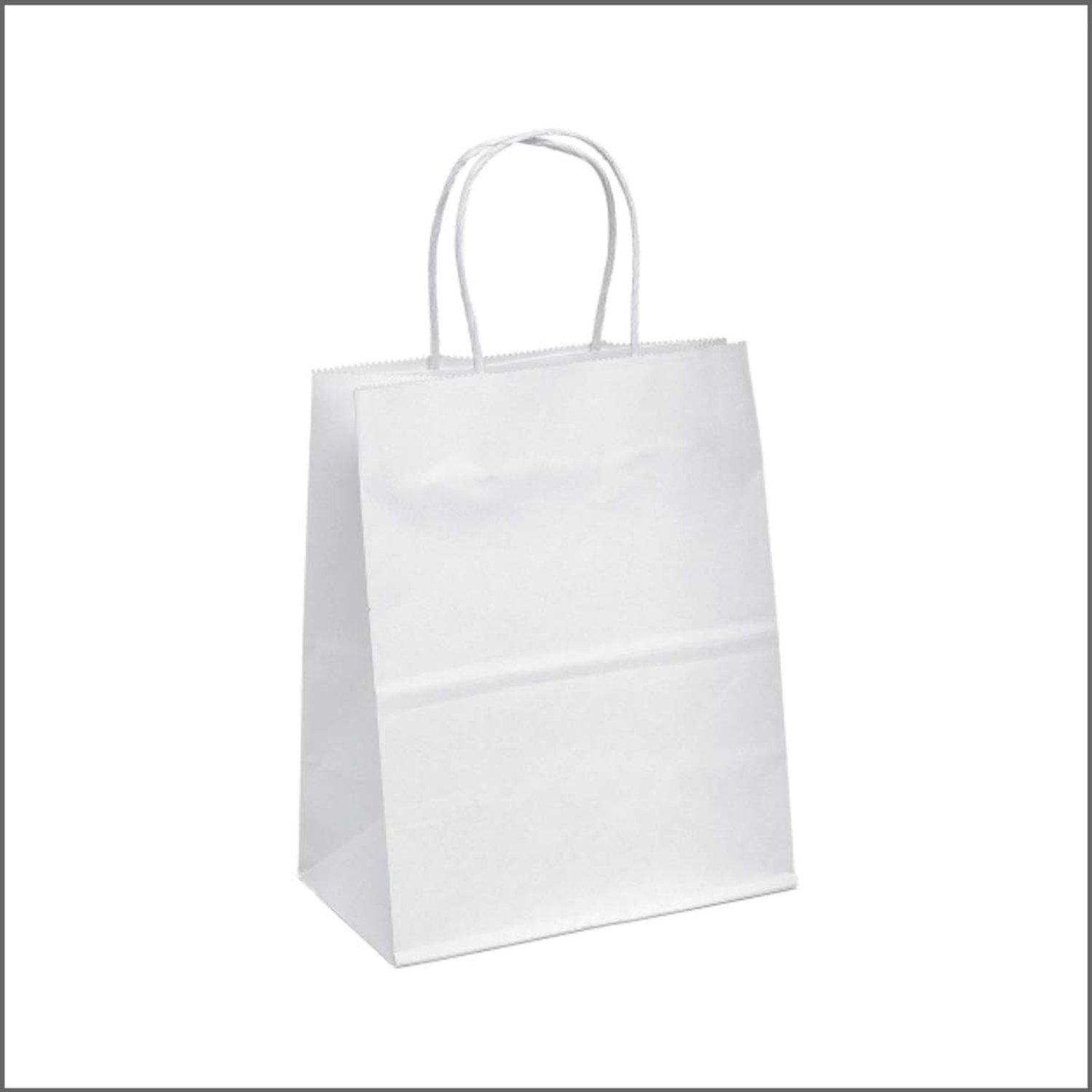 Papieren draagtas medium M (24 x 12 x 31 cm) - wit - sterk - ideaal voor winkelen - Vemera