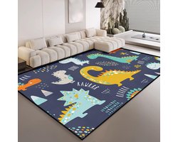 HOSIMA Tapijt met cartoon-dinosaurusprint, zachte antislip onderkant, korte tapijten voor kinderkamer, keuken, terras - ShopVlot
