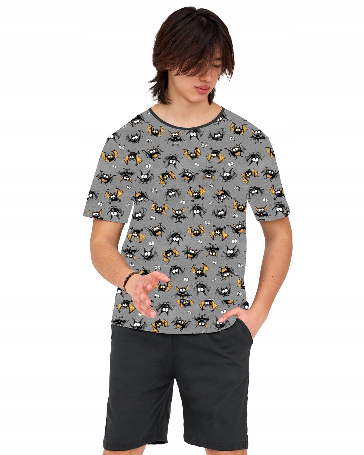 Cornette Pyjama Jongens 176/M Grijs met Vleermuizenprint