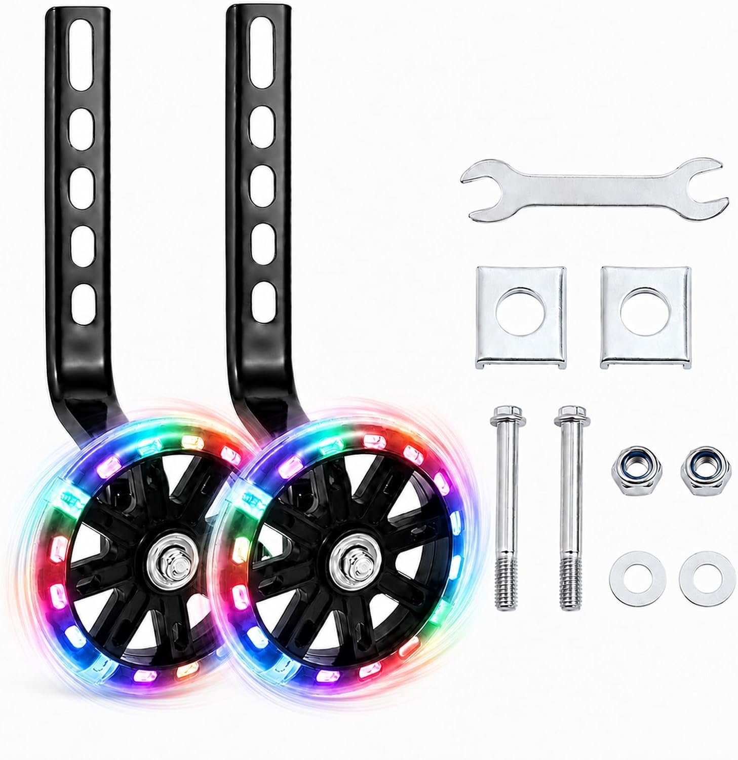 2 Pcs Support Wheels, Universal Bicycle Support Wheels with Adjustable Holders, Silent Assistance Wheels for Kids - ShopVlot