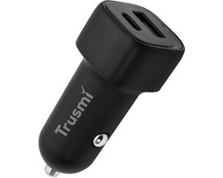 TRUSMI 38W Autolader USB-A + USB-C - Snellader Auto - PD & Quick Charge - 12V/24V Sigarettenaansteker - Geschikt voor iPhone & Samsung - Zwart