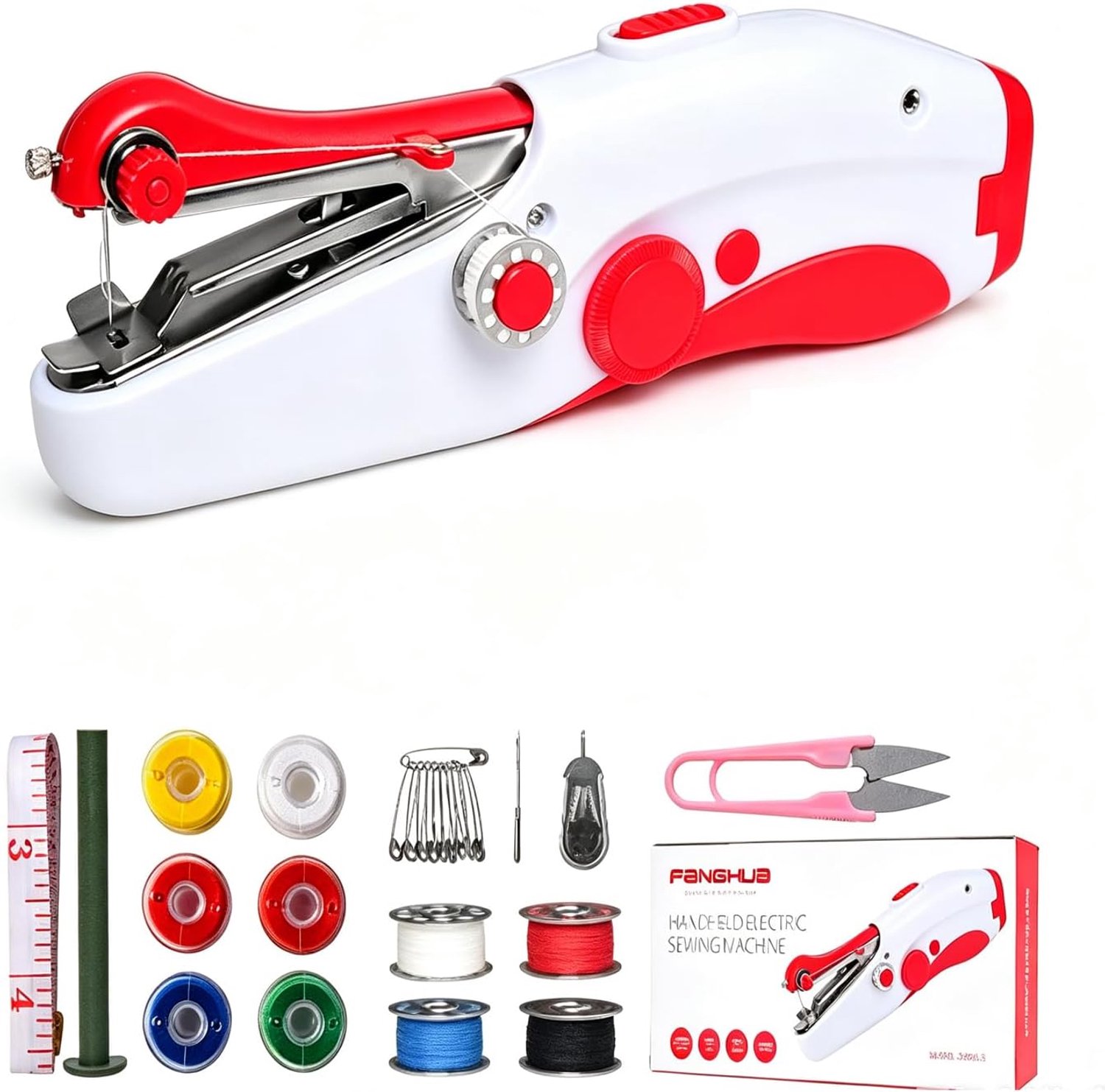 Naaimachine voor beginners, handnaaimachine, draagbare mini-naaimachine met naaiaccessoires, eenvoudig te bedienen - ShopVlot